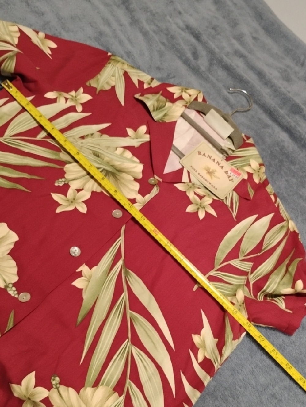 Vintage Banana Bay Red Floral Hawaiian Button-Up Size S - Picture 5 of 9